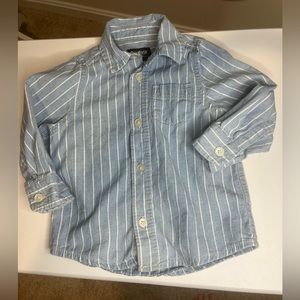 OshKosh B’gosh Blue and White Button Down long Sleeve Shirt 18 months